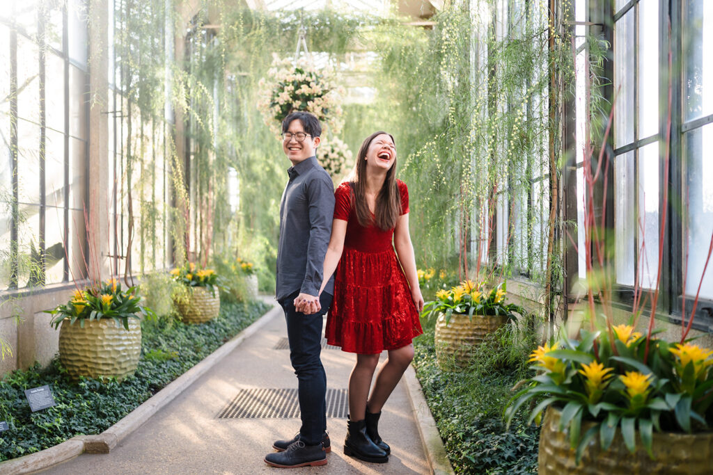 Kathryn and Dan's having a laugh in Longwood Gardens flower filled arboretum