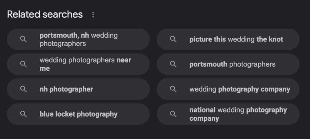 related search results in SERP