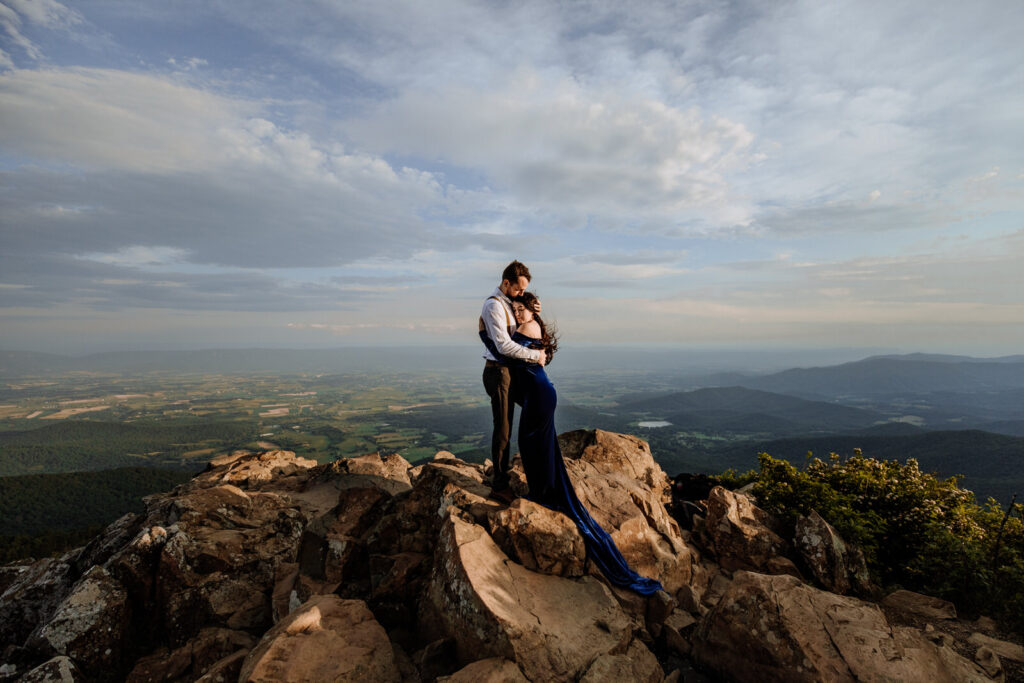 Couple on top of mountain in Shenandoah National Park